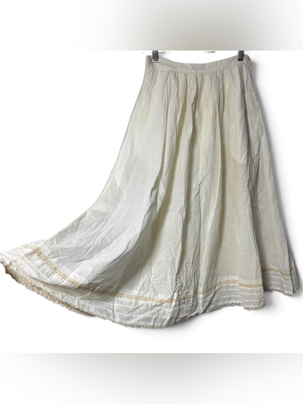 Vtg Paul Alexander Cream Cotton Lace Midi Skirt 8 Prairie Petticoat Cottagecore - Picture 3 of 10